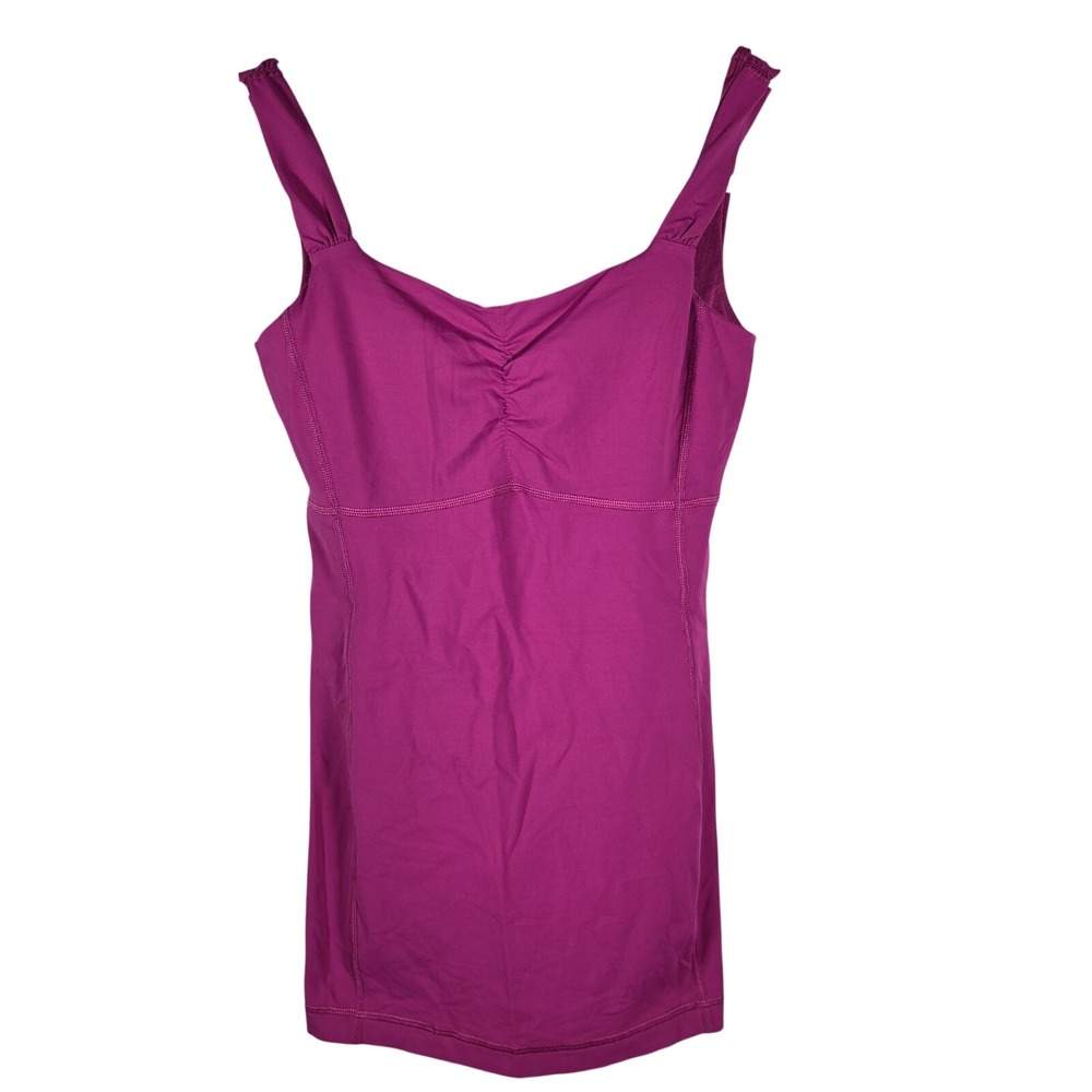 Lululemon Ruched Yoga Tank Top Womens 4 Purple Built-In Bra Athletic Gym Pilates